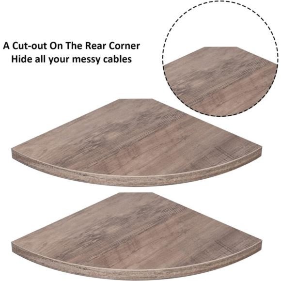 Corner Floating Shelves, Set of 2 Wood Wall Storage Display Shelves, Greige - Picture 6 of 7